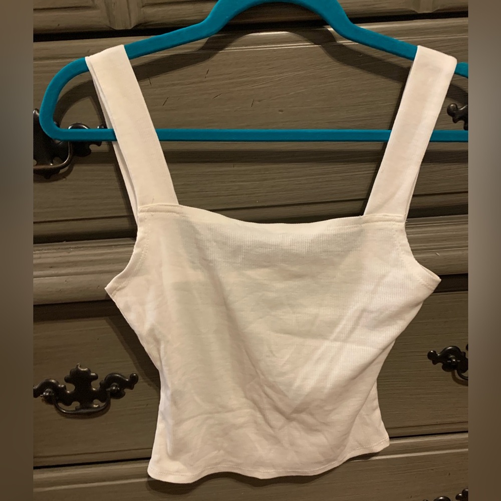 White Shein Ribbed Crop Tank Size Small